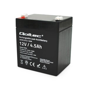 Акумуляторна батарея AGM Qoltec QLT1245B, Black Case, 12V 4.5Ah ( 90 х 70 х 101 (107) ) Q10