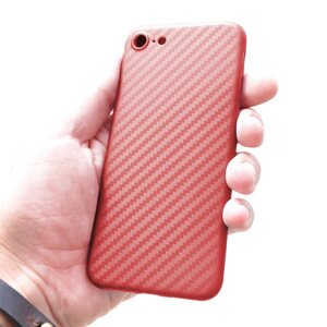 Ультратонка пластикова накладка Carbon iPhone 7/8 red