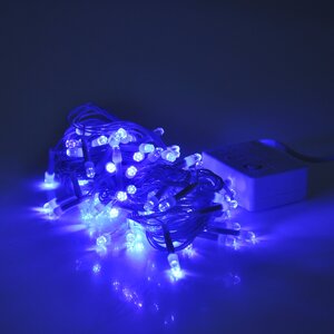 Гірлянди 100LED ( Шестигранник ) Blue, 8 режимів, 5 метрів, біла ізоляція, BOX