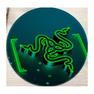 Килимок 200*200 мм тканинної RAZER 9 з бічною прошивкою (круглий), товщина 3 мм, колір Black/Green, Пакет