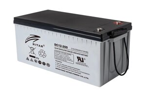 Акумуляторна батарея CARBON RITAR DC12-200C, Black Case, 12V 200.0Ah, 2000-5000 циклів, до 15 років термін служби,