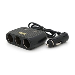 АЗУ разветвитель Olesson 1512, 12V-3*12V+2*USB, Black, Blister