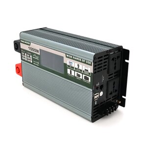 Інвертор напруги Demuda DMDPSW-1000W, 12V/220V, 1000W з правильною синусоїдою, 2 універсальні розетки, 2 USB, Rj