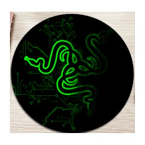 Килимок 220*220 мм тканинної RAZER 13 з бічною прошивкою (круглий), товщина 3 мм, колір Black/Green, Пакет