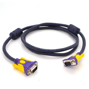 Кабель Merlion VGA 3+4 with shielding, 1,5m, male to male ( тато-тато ), 2 фериту, purple, Пакет Q150