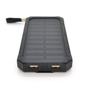 Power bank RH-30000-2, 30000mAh Solar, flashlight, Input:5V/1A (microUSB), Output:5V/2A ( 2хUSB ), plastic case, Black,