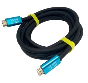 Кабель Merlion HDMI-HDMI 4Kx2K Ultra HD, 1.5m, v2,0, круглий Black, коннектор Blue, Blister-box, Q100