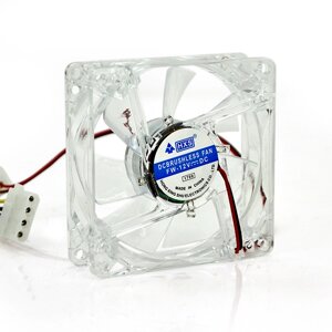 Кулер корпусної Merlion HXS 8025 прозорий DC sleeve fan Molex 4+4pin - 80 * 80 * 25мм, 1900об / хв