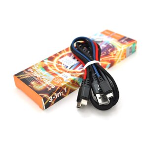 Кабель HOCO X76 USB-1 3 in 1 Micro / Iphone / Type-C, 2A, довжина 1м, Mix color, Box