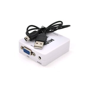 Конвертер VEGGIEG VH-101 Mini, HDMI to VGA, ВХІД VGA ( мама ) на ВИХІД HDMI ( мама ), White, Пакет