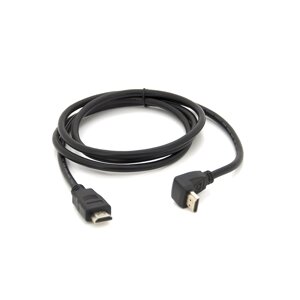 Кабель MerlionHDMI-HDMI 1,5m, v1.4, OD-7.5mm, круглий Black, коннектор Black 90° кутовий