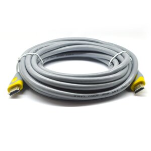 Кабель Merlion HDMI-HDMI V-Link High Speed 3.0m, v2,0, OD-8.2mm, круглий Grey, коннектор Grey/Yellow, ( Пакет ), Q80