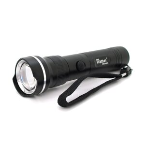 Ліхтар ручної Watton WT-010, 1LED CREE Q5, 3W, 5 режиму, ZOOM,18650 / 3200mah, Black, IP40, СЗУ під 2 акб, 180х45х34мм,