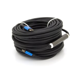 Кабель Merlion HDMI-HDMI 4Kx2K Ultra HD, 30.0m, v2,0, круглий Black, коннектор Blue, Blister-box, Q10