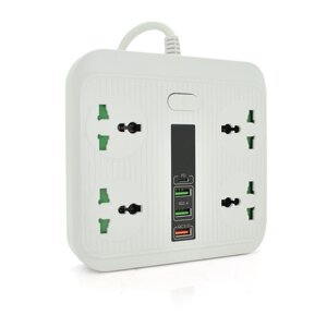 Мережевий фільтр TB-Т18, 4 розетки + 2 USB+ PD, 2 м, перетин 3х0,75мм, 3000W, White, Box