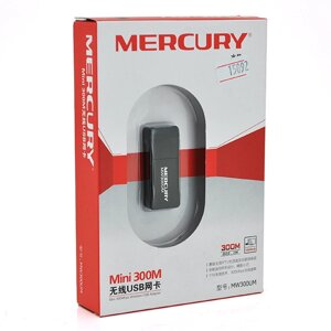 Бездротовий мережевий адаптер Wi-Fi-USB MERCURY mini MW300UM, 802.11bgn, 300MB, 2.4 GHz, WIN7/XP/Vista/2K/MAC/LINUX, BOX