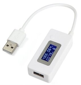 USB тестер KCX-017 напруги (3-7V) і струму (0-3A) ємності батареї, що заряджається (0-19999mAh), White