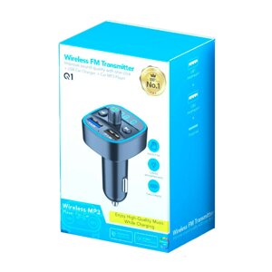 FM-модулятор Q1, 1.5A, FM, USB, TF, 49.5х41х36