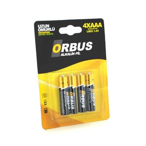 Батарейка лужна Orbus 1.5V AAA/LR03, 4 штуки в блістері, ціна за блістер