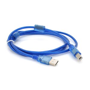 Кабель USB 2.0 AM/BM, 1.5m, 2 фериту, прозорий