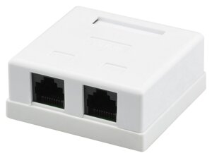 Розетка RITAR UTP 8P8C RJ45 2 порт Cat-5, накладна біла Q400