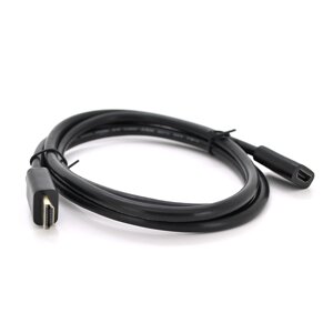 Подовжувач Merlion HDMI ( тато ) -HDMI ( мама ) VEGGIEG 1.0m, v2.0, OD-7.0mm, круглий, Black, коннектор Black, ( Пакет )