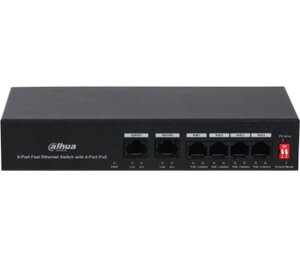 4-Портовий РоЕ комутатор 4xPOE 100Mб і 2x RJ45 100Mб DH-PFS3006-4ET-36