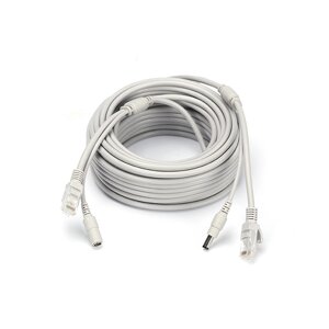 Патч корд комбінований по кручений парі RJ-45+DC 20m, сірий, Q40