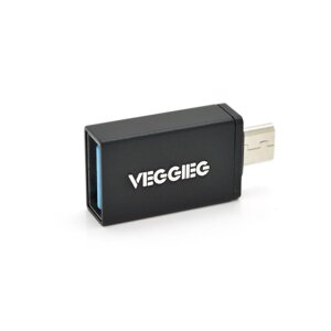 Перехідник VEGGIEG V-OT01 USB2.0(AF) OTG => microUSB (M), Black, Пакет