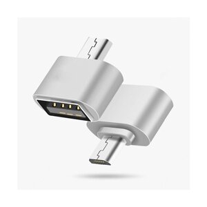 Перехідник USB2.0(AF) OTG => microUSB (M), Silver, Пакет