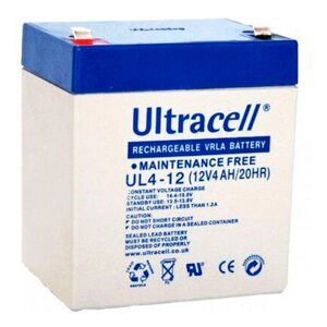 Акумуляторна батарея Ultracell UL4-12 AGM 12V 4 Ah (90 x 70 x 101), 0.8 kg White Q10/420