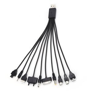 USB кабель з перехідниками 10 до 1, 0,2м, Black, OEM Q500