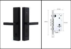Розумний замок YOSO YO-Z25 на батарейках 4хАА , Відбиток пальця/код/карта/ключ/додаток ( врізна частина 6068) Матеріал)