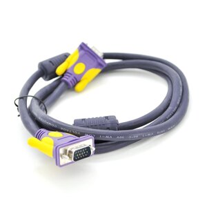 Кабель Merlion VGA 3+4 with shielding, 3m, male to male ( тато-тато ), 2 фериту, purple, Пакет Q100