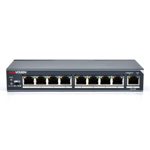 Комутатор Hikvision DS-3E0309-E 8 портів 100Мбіт + 1 порт Ethernet (UP-Link) 1000Мбіт, блок піт 12V 1A в комплекті,