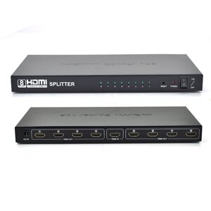 Активний HDMI сплітер 1 = > 8 порту, 4K, 2K, 3D, 1080Р, 1,4 версія, DC5V/2A Q50, Box