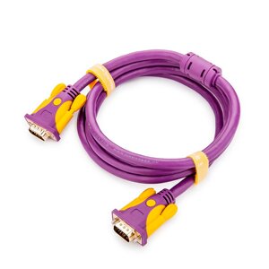 Кабель JH-VGA39 VGA 3+9, 10,0m, male to male ( тато-тато ), 1 феррит, purple, Пакет