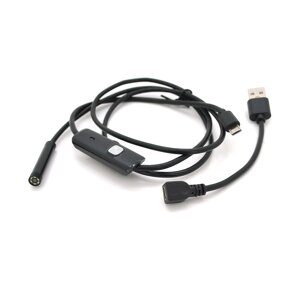 2 In 1 MicroUSB/PC HD ендоскоп, міні камера 7.0 mm, м'який провід, 1м