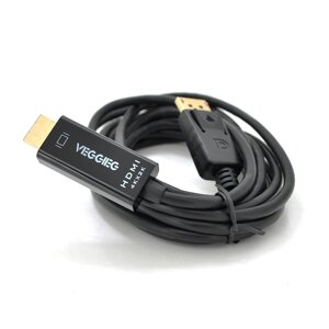 Кабель VEGGIEG DH-403 Display Port ( тато ) на HDMI ( тато ) 3m, Black, Пакет