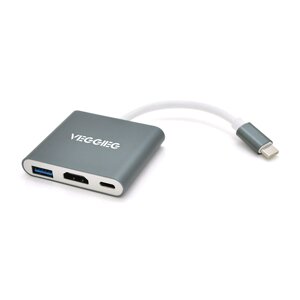 Хаб-конвертор VEGGIEG TC03 Type-C ( тато ) на Type-C ( мама ) + USB3.0 ( мама ) + HDMI ( мама ), <