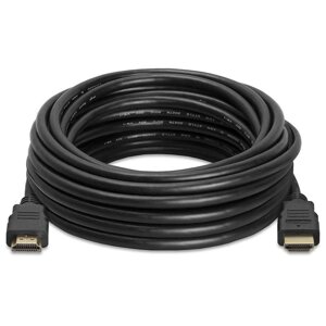 Кабель Merlion HDMI-HDMI HIGH SPEED 15m, v1.4, OD-7.5mm, круглий Black, коннектор Black, ( Пакет ) Q35