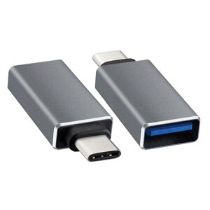 Перехідник USB3.0(AF) OTG => Type-C (M), Black, OEM