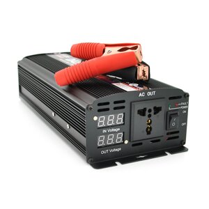 Інвертор напруги ST2500CP (DC:1250W), 12/220V з апроксимованої синусоїдою, 1 універсальна розетка, крокодили,