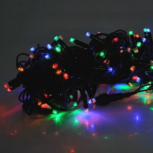 Гірлянди 100LED ( ДІОД ) Red/Green/Blue/Yellow, 10 метрів, чорна ізоляція ( вулична ), BOX