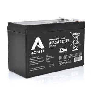 Акумулятор AZBIST Super AGM ASAGM-1270F2, Black Case, 12V 7.0Ah (151 х 65 х 94 (100)),. 2,1kg Q10