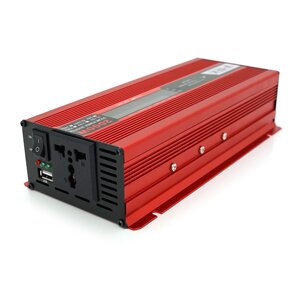 Інвертор напруги V-TEK+LCD 2000ВА ( 1200Вт ), 12/220V, approximated, 1 універсальна розетка + USB, клеми + крокодили,