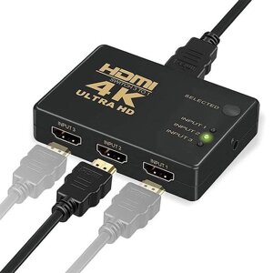 Пасивний HDMI свіч з пультом ДУ IR, 1080Р, 1,4 версія, 1 = > 3 порту, Blister