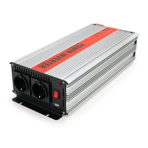 Інвертор напруги RITAR RSX-2500, 12V/220V, 2500W з апроксимованої синусоїдою, 2xShuko, 1xUSB, клемні дроти,