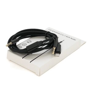 Перехідник Jack 3.5mm (M) =>Lighting (M)+Jack 3.5mm (M), 1м, Black, Box