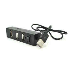 Хаб YT-HUB4-B USB 2.0 4 порту, Black, 480Mbts харчування від USB, Blister Q200